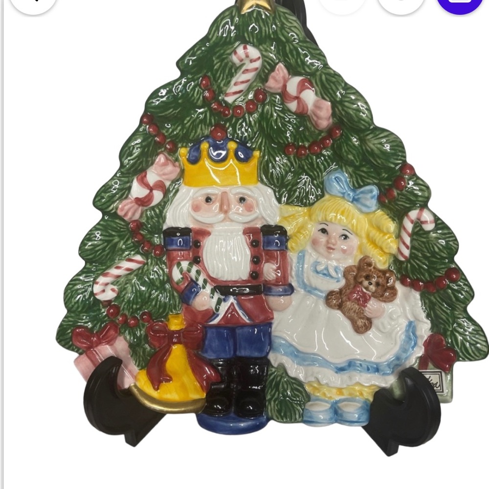 Vintage Nutcracker & Clara Sweet Canapé Christmas Tree Plate (Retired)
